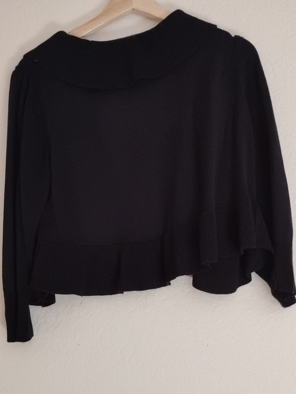 Simply French Ruffled Open-Front Cropped Layering Sweater - Picture 4 of 8